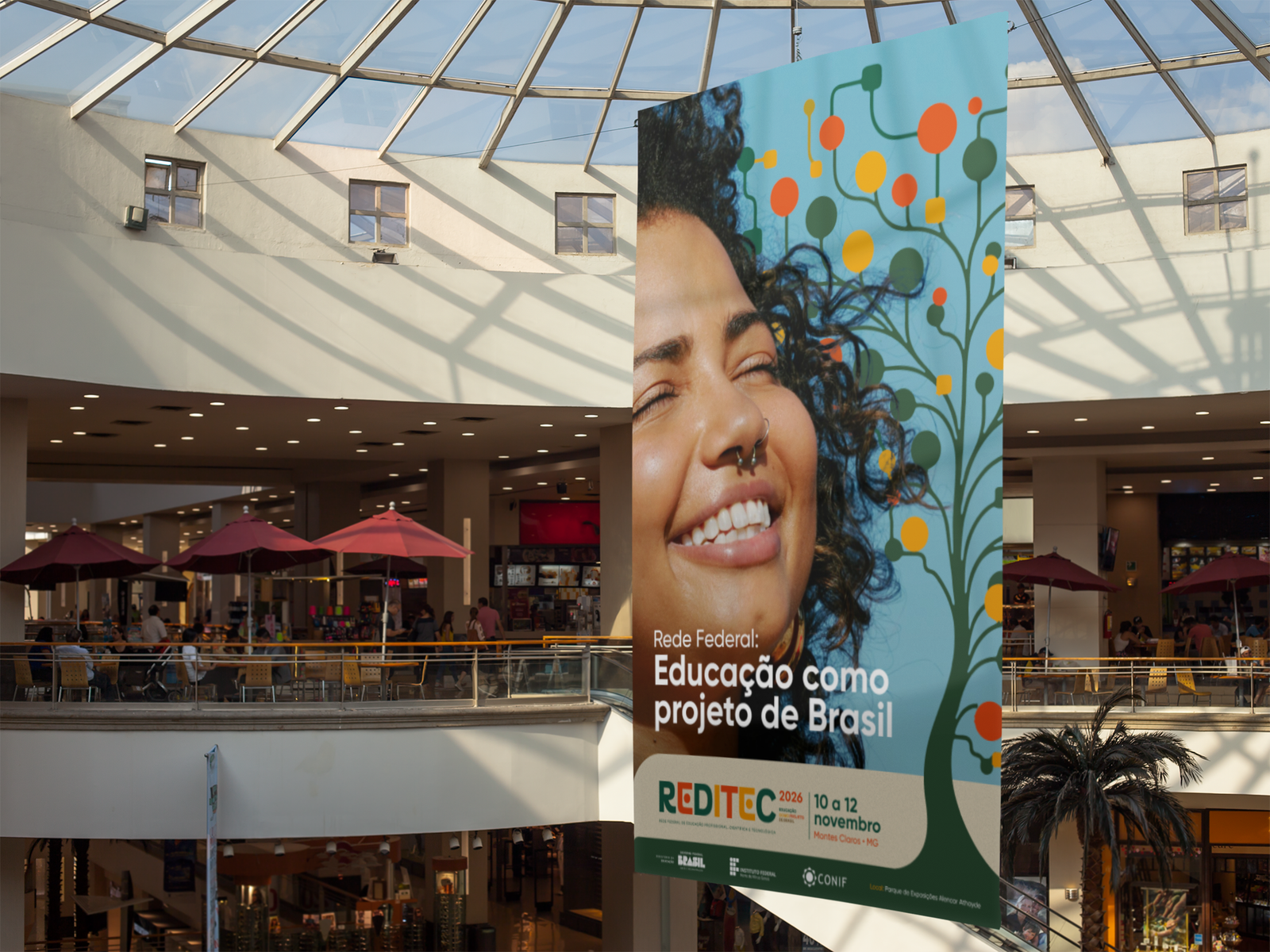 Banner vertical em shopping